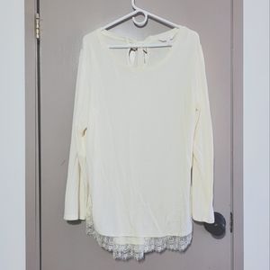 Lauren Conrad Sparkle Lace Cream Long Sleeve Top XL